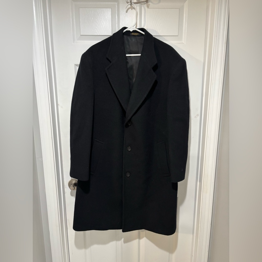 DANIEL HECHTER Men's Cashmere Blend Black Overcoat 50R